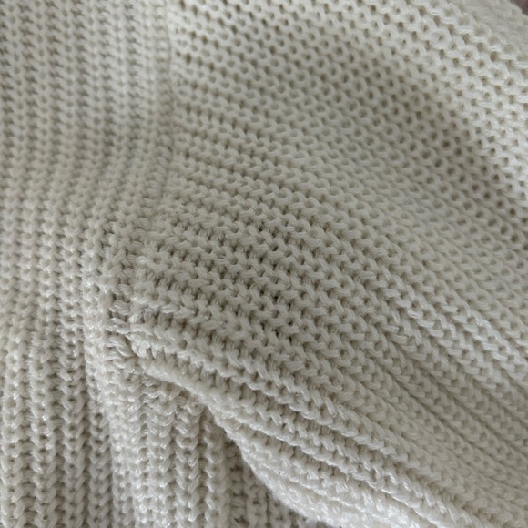 White V-Neck Button-Up Sweater - Picture 2 of 2